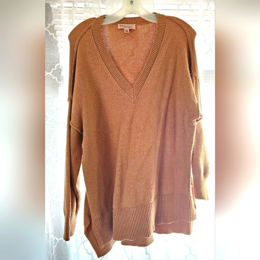 Philosophy Tan V-Neck Sweater